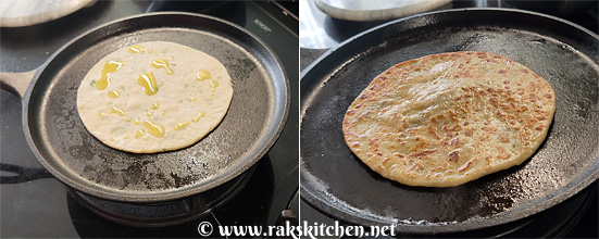 cooking aloo paratha