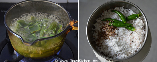 boil veggies, grind coconut