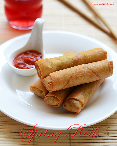 Vegetable Spring Roll Recipe Vegetarian Raks Kitchen