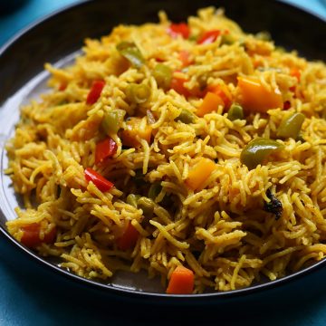 Capsicum vegetable pulao recipe - Raks Kitchen