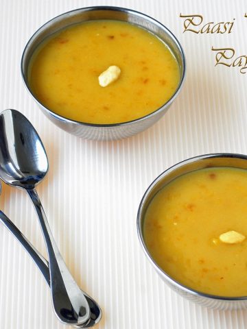two bowls of pasi paruppu payasam