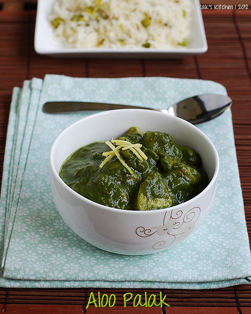 Aloo palak recipe | Potato spinach gravy - Raks Kitchen