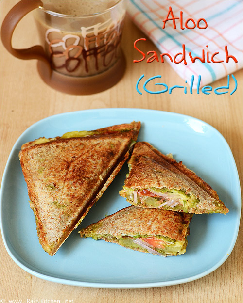 Street style masala grill sandwich, Aloo Masala veg grill sandwich recipe