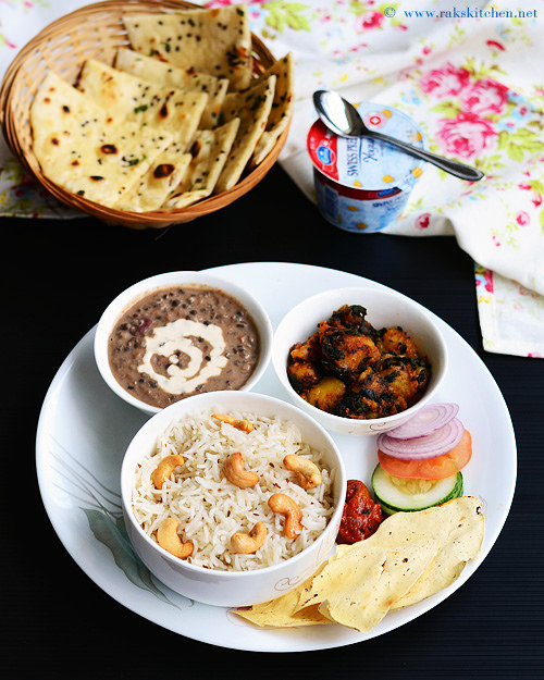 Indian lunch menu ideas - Raks Kitchen