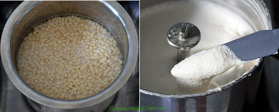 soaking rice, dal & grinding