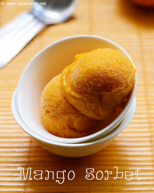 Mango Sorbet Ice Cream Scoops with Fresh Mint - Pure Indian Foods Blog