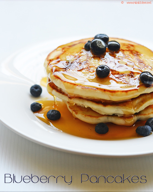 Blueberry pancakes | Egg free Blueberry pancake recipe - Raks Kitchen