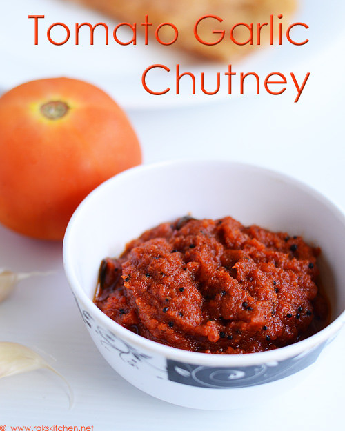 Tomato garlic chutney | Thakkali chutney - Raks Kitchen