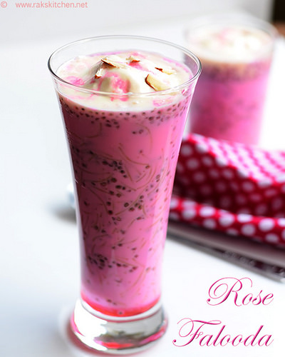 Rose falooda recipe | Easy rose falooda - Raks Kitchen