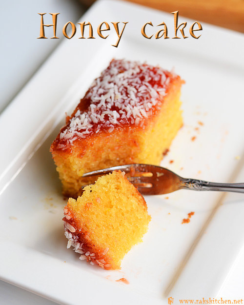 Eggless honey cake recipe (Indian bakery style) - Raks Kitchen