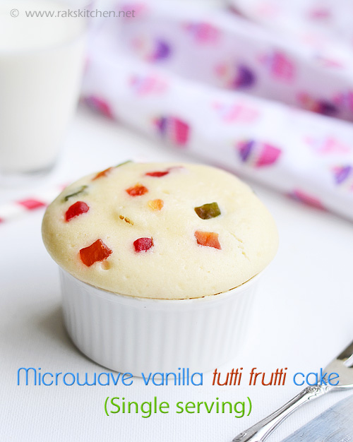 Microwave Vanilla Cake With Tutti Frutti Single Serving Raks Kitchen