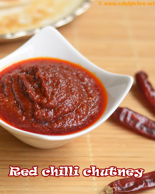 Red Chilli Chutney Recipe Side Dish For Idli Dosa Raks Kitchen