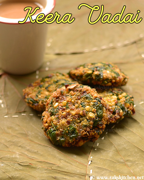 Keerai vadai, parrupu vadai version