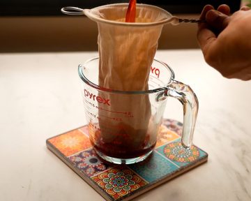 filter in a tea cloth