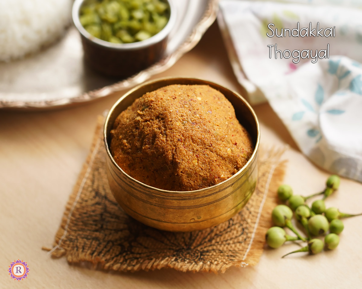 turkey berry chutney - Sundakkai thogayal served with rice