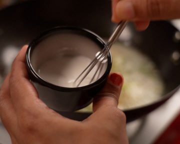 Corn starch, add to lemon coriander soup